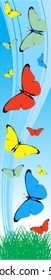 vector red and blue butterflies banner