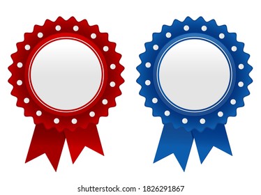 Insignias de campaña de color rojo y azul vectorial.Para ver las otras ilustraciones de rosette , por favor compruebe la colección de insignias y etiquetas.