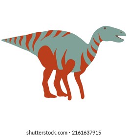Vector red and blue Edmontosaurus dinosaur