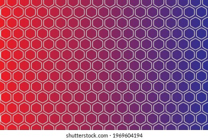 vector red blue gradient metal grid in hexagonal design background illustration