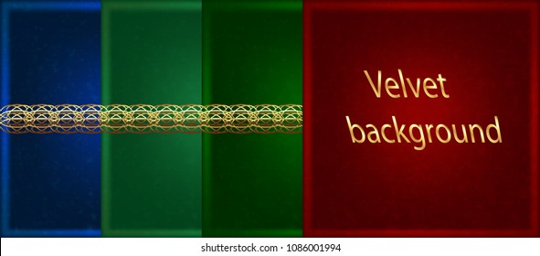 Vector red, blue, green, malachite colors velvet background editable, voluminous, soft fluffy fabric effect showcase velvet stretched canvas for a luxurious, elite design.