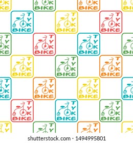 Vector Red Blue Green Yellow Orange Tricycles Seamless Repeat Pattern
