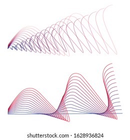 Vector of red and blue mixed waves.Cold and warm