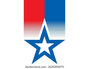 Vector red and blue pattern with a star in American style. Design element for covers, t-shirts, sportswear, advertising. Patriotic striped vector background. Flag. Freedom, Democracy