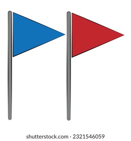 Vector red and blue pennants