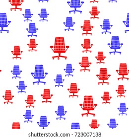 Vector Red Blue Silhouette Seamless Pattern on White Background