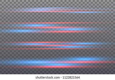 Vector red and blue special effect. Luminous stripes on a transparent background. Beautiful glow glow and spark.particle motion