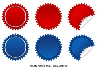 Vector red and blue starburst collection.