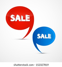 Vector Red and Blue Stickers, Tags, Labels