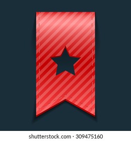 Vector red bookmark, isolated, on black background