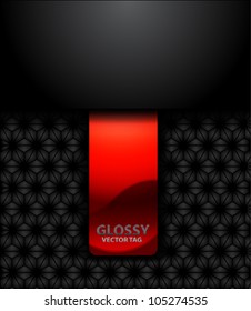 Vector red bookmark on black