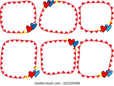 vector red border with heart shapes