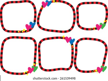 vector red border with heart shapes