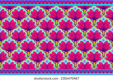 vector red bouquet of flowers interlaced into a happy festival gift wrapping paper pattern