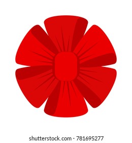 Vector red bow for decorating gifts, surprises for holidays. Packing presents for birthday, new year and Christmas. Promotion and Discount flat illustration. Objects isolated on white background.