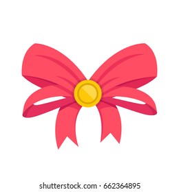 Vector red bow. Gift bow and ribbons. Vector illustration isolated on white background