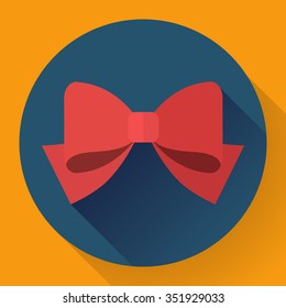 Vector Red Bow Icon. Flat Designed Style.