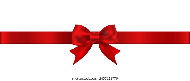 Vector red bow and ribbon for Christmas gifts, Valentine's Day, birthday, Valentine's Day.