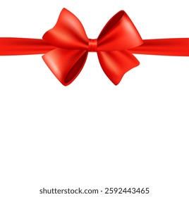 Vector red bow and ribbon for Christmas gifts, Valentine's Day, birthday, Valentine's Day.