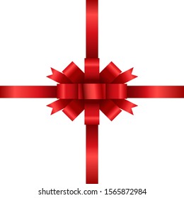 vector red bow ribbon gift box on white background
