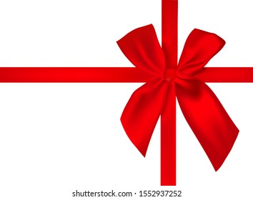 vector red bow ribbon on white background