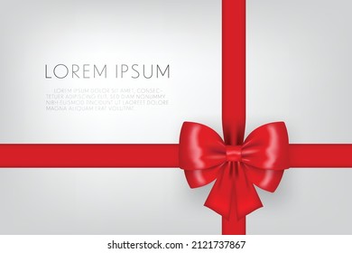 Vector red bow ribbon on black background. Decoration design element.