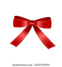 Cinta de arco rojo vectorial sobre fondo blanco. Elementos decorativos para la greda, los regalos o la sorpresa. Decoración de Navidad y Año Nuevo.