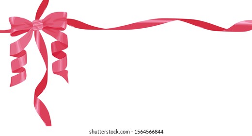 Vector red bow with ribbons on a white background. Template for wedding invitations, greeting cards, wrapping paper design.