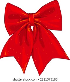 Vektorroter Bogen. glänzendes Satin-Band auf weißem Hintergrund. Weihnachtsgeschenk, Valentinstag, Geburtstagsverpackung