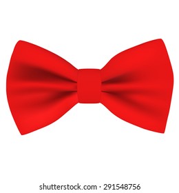 Vector Red Bow Tie - isolated on white background. Photo-realistic vector.