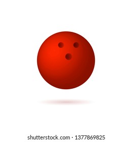 Vector Red Bowling Ball, Isolated on White Background Object with Shadow.