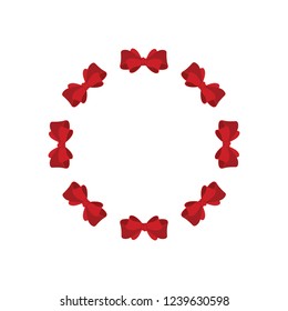 Vector. Red bows in a circle. Circle of bows. Bow.