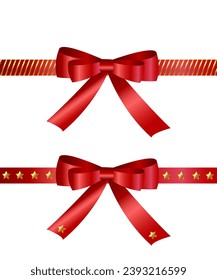 Cinta de arcos rojos vectoriales sobre fondo blanco. Elementos decorativos para la greda, los regalos o la sorpresa. Decoración de Navidad y Año Nuevo.