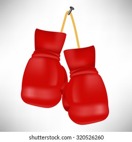 Vector Red Boxing Gloves Isolated on White Background.