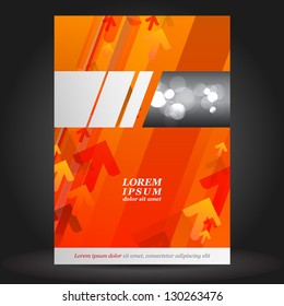 Vector red brochure cover design with arrows. EPS 10