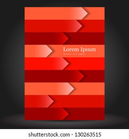 Vector red brochure cover design with arrows. EPS 10