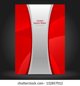 Vector red brochure cover template design with silver stripe. EPS 10