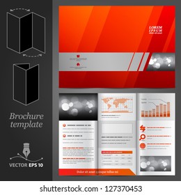 Vector red brochure template design with gray elements. EPS 10