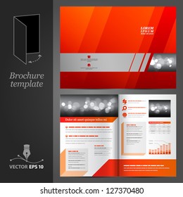 Vector red brochure template design with gray elements. EPS 10