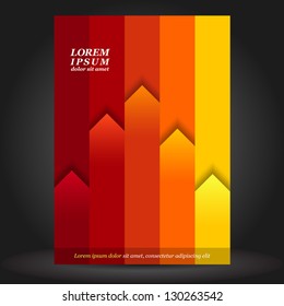 Vector red brochure template design with orange and yellow stripes. EPS 10