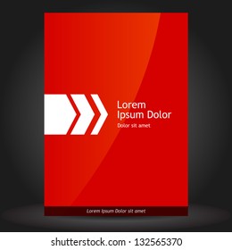 Vector red brochure template design with white arrow. EPS 10