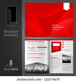 Vector red brochure template design with white stripes. EPS 10