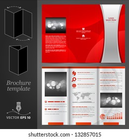 Vector Red Brochure Template Design With Silver Stripe. EPS 10