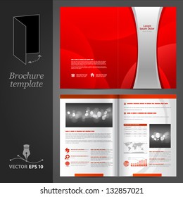 Vector red brochure template design with silver stripe. EPS 10