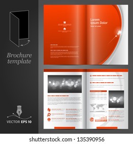 Vector red brochure template design with gray elements. EPS 10