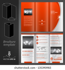 Vector red brochure template design with gray elements. EPS 10
