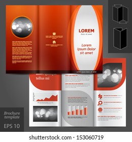 Vector red brochure template design with color round elements. EPS 10