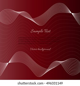 Vector red and brown background with white wave and example text