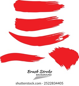 Vector red brush strokes on white background