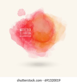 Vector red brush strokes. Watercolor Grunge isolated elements. Smoke brushes for your design. Freehand. Ink splash. Acrylic stamp. Vector illustration